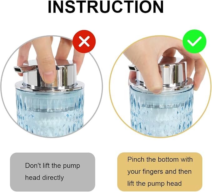 Foam Soap Dispenser, Glass Foaming Hand Soap Dispenser with Pump, 14 Oz Bathroom Refillable Liquid Lotion Pump Bottle Container for Kitchen Countertop Decor (1, Blue Silver)