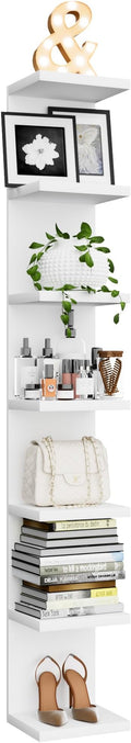 7 Tier Wall Shelf Unit, Floating Shelves for Storage Home Display, Versatile Lack Wall Shelves for Bedroom,Living Room,Office Decor, Tall Long Shelf for Book,Shoe,Vanity, Purse and TV White