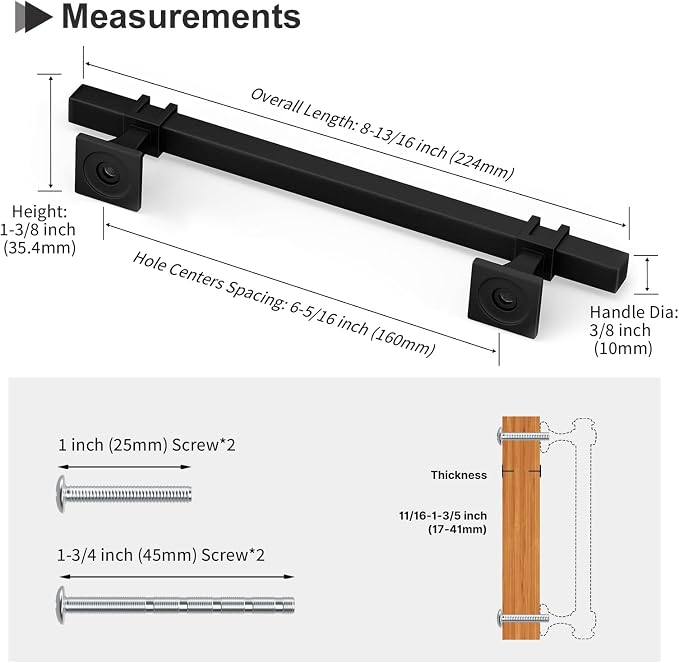 10 Pack 6-1/4 Inch Cabinet Pulls Black Cabinet Handles Matte Black Drawer Pulls Kitchen Cabinet Handles Kitchen Cabinet Hardware