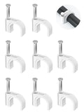 Jadaol Cable Clips 100Pcs 8mm Nail in Clips for Round Ethernet Cables Wall Clips Cable Tacks Electrical Wire TV Cable Speaker Wire Coax Clips Cable Nails for Cords Cat5/Cat5e/Cat6/Cat7 RJ45 Cord Clips