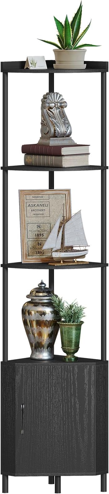 SUNMORY 5 Tier Corner Cabinet, 65.4" Tall Corner Shelf with Storage, Display Shelf Corner Shelves for Living Room Decor, Wall Corner Bookshelf, Plant Stand for Bedroom, Bathroom, Kitchen, Small Space