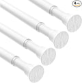 4Pcs Spring Tension Curtain Rod, Shower Curtain Rod 16-37 Inch, Spring Loaded Curtain Rod No Drilling, Adjustable Tension Rod for Windows Bedroom Bathroom Doorway Closet, White