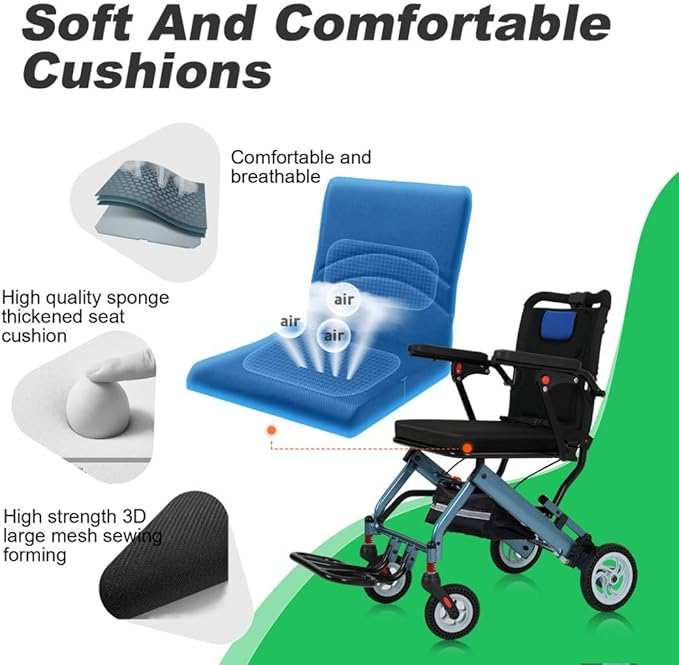 20 lbs Transport Wheelchair Lightweight Foldable, Portable Folding Transport Chair with 8" Honeycomb Tires, 16.2" Seat Small Wheelchair for Tight Spaces, Narrow Wheelchairs for Adults & Elderly(Blue)