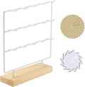 Earring Display Stand 3 Tier 15 Hooks Wood Earring Display Rack Holder for Earings Necklaces Rings Bracelets Keychains (White)