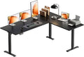 OffiGo 63 Inch Reversible L Shaped Electric Standing Desk, Black | Large Corner Height Adjustable Stand Up Desk, 3 Memory Presets, Sit Stand Table, Reinforced Frame for Home Office Workstation