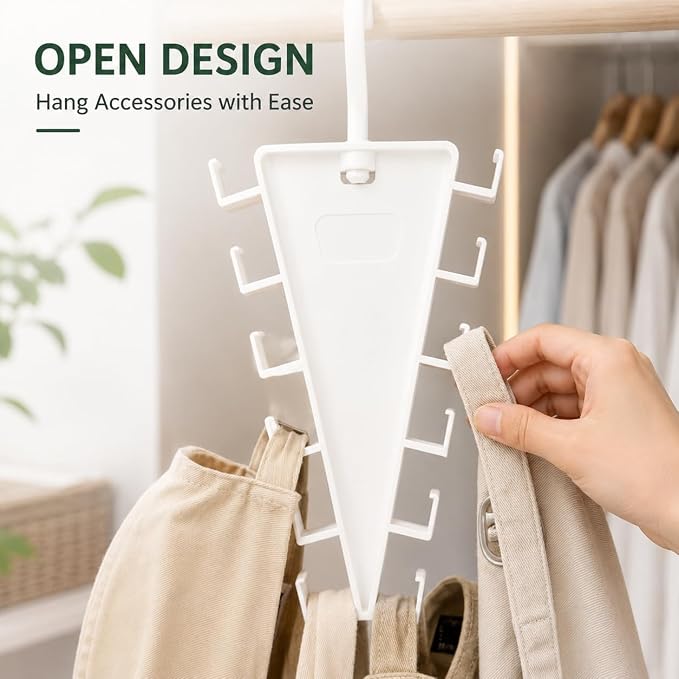 12 Hooks Space Saving Closet Hanger Organizer, V-Shape Multi Hook Clothes Hanger for Hats, Belts, Scarves & Accessories, Closet Storage Organizer for Wardrobe Space Saver (1 Pack)