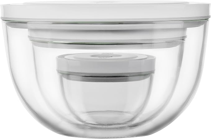 ZWILLING Fresh & Save BOWLS 3-pc Glass Vacuum Bowl Set | Airtight Vacuum Bowls Keep Leftovers Fresher Longer. Freezer, Microwave & Dishwasher Safe.
