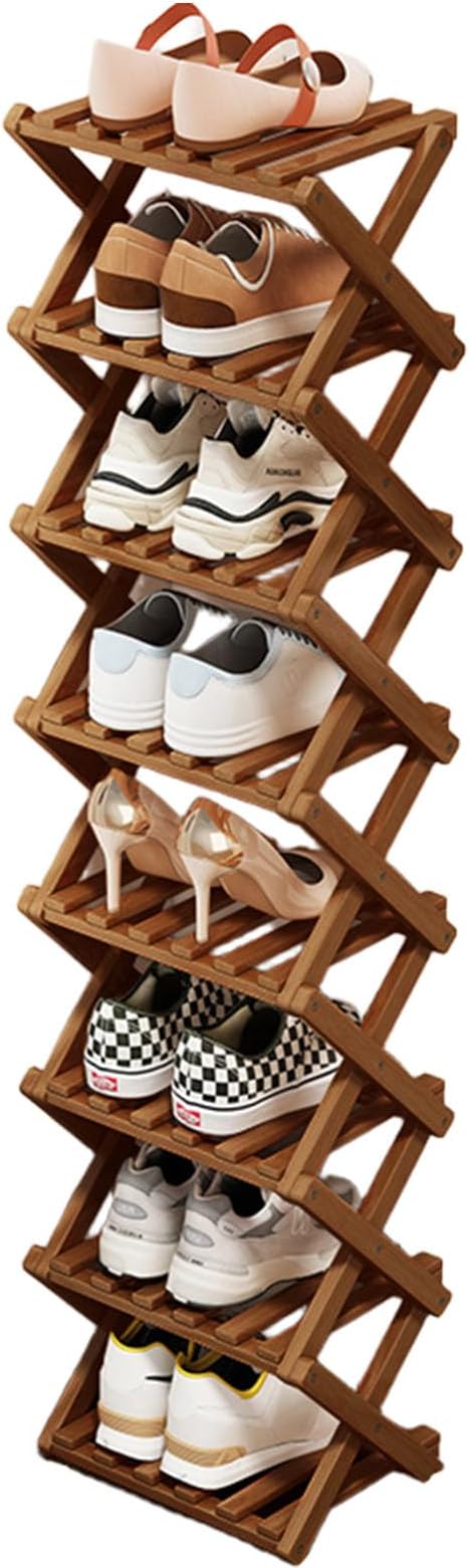 Shoe Racks, Foldable Shoes Organizer Free Standing Shelf for Entryway, Closet, Bedroom, Hallway, | Natural | Functional | Multifunctional Shoe Rack (Eight Layers of Brown)