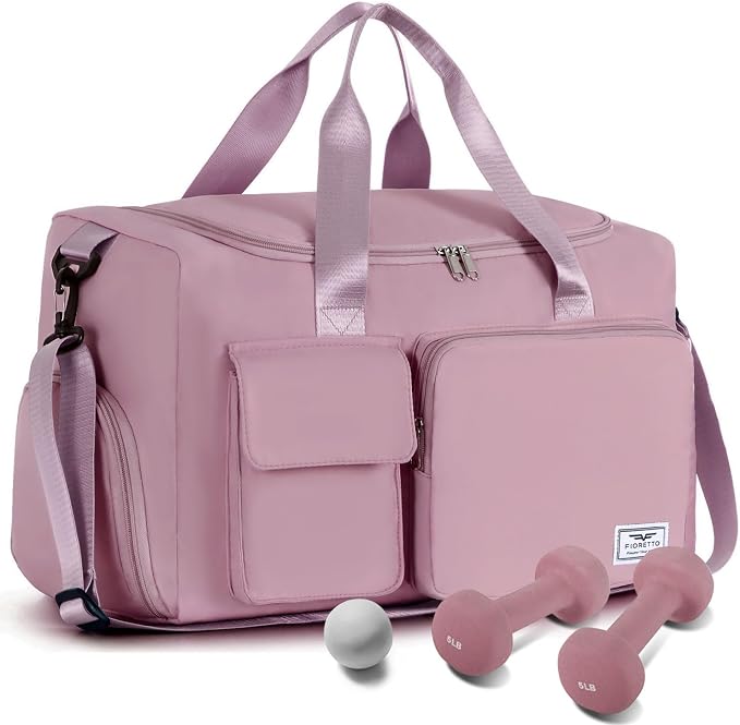 FIORETTO Women's Gym Duffle Bag with Shoes Compartment, 30L Capacity, Ideal for Travel, Gym, Sports, Duffel, Weekender