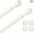 2 Pack White Spring Tension Curtain Rods 28-48 Inches, Spring Loaded Curtain Rods No Drilling, Adjustable Small Tension Rod for Windows, Kitchen, Doorway, Bathroom, Closet