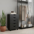 Naomi Home 5-Drawer Rolling Chest, Distressed Black, Smart Storage with Metal Slide Glides & Smooth Wheels, Compact Space-Saver, Easy Assembly, Durable Engineered Wood