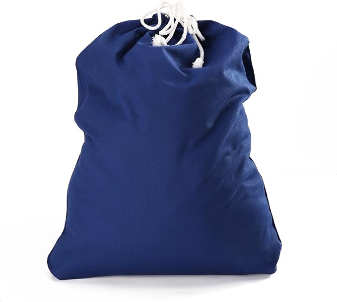 100% Cotton Canvas Travel Laundry Bag, 2-Pack (Large, Navy)
