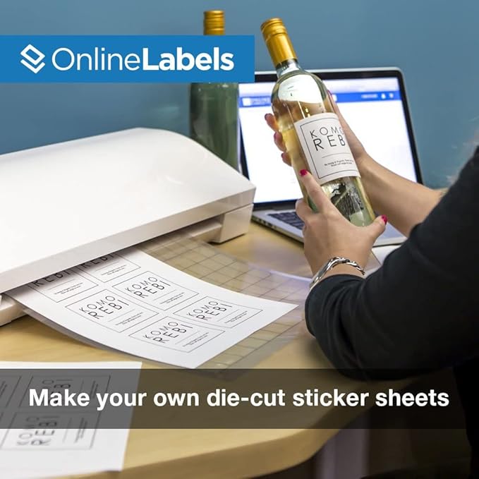Removable Sticker Paper, White Matte, 10 Sheets, 8.5 x 11 Full Sheet Label, Inkjet or Laser Printer, Online Labels