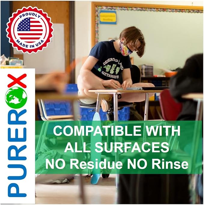 PUREROX disinfectant (3.4oz, 2pk) TSA Approved travel size. Eliminate 99.9999% viruses Norovirus, MRSA, Fungus, Bacteria. Hospital Grade. Safe for Use Anywhere. No residue. Suitable for All Surfaces.