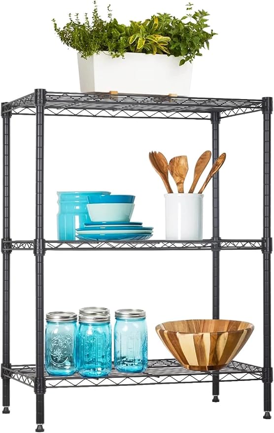 Meet perfect 3-Tier Metal Shelving Unit, 30.2" H x 13.2" W x 23" D Adjustable Wire Rack, 450 lbs Heavy Duty Storage Organizer for Kitchen, Garage, Pantry, Laundry