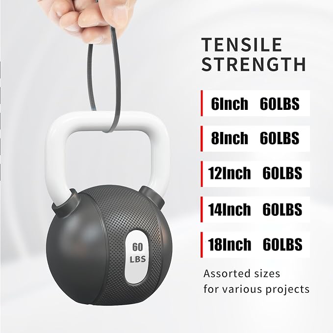 Zip Ties 60 LBS Assorted Size White,6+8+12+14+18 Inch,500PCS Tensile Strength Heavy Duty Cable Wire Ties With Self-Locking Adjustable More Durable Nylon Tie Wraps for Indoor Outdoor