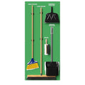 Clean & Sweep 5S Shadow Board/Wall Mount Broom Holder, 68" x 30" Board, 5S Cleaning Station - with Broom and Dustpan Set Included, Made in The USA by AccuformNMC, Green/White, PSB616GNWT