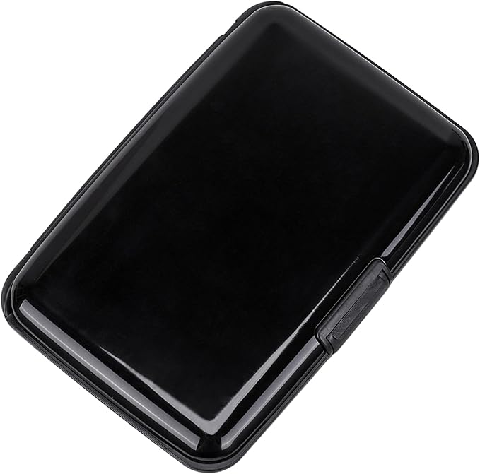 ELFISH Mini RFID Aluminum Wallet Credit Cards Holder Business Card Case Metal ID Case for Men Women (Black)