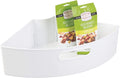iDesign Recycled Plastic 1/4 Wedge Lazy Susan Turntable Organizer with Handle, Pantry, Bathroom, General Storage and More – 16.5" x 11" x 4", White