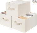 StorageWorks Closet Organizers and Storage Bins, Fabric Storage Baskets for Shelves, Linen Closet Organizer for Clothes, Beige, 3-Pack, Large