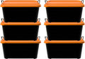 Life Story 6 Pack Heavy Duty Stackable Storage Bin, 55 Quart Home Organizer, Versatile Lightweight Locking Bins with Carrying Handles, Black/Orange
