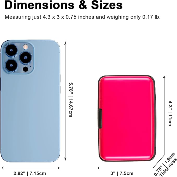 Credit Card Holder, RFID Blocking Metal Card Wallet for Women Men Slim ID Card Holders Protector Aluminum Business Hard Case (Pink)