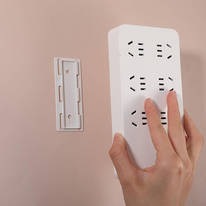 6 PCS Power Strip Holder Wall Mount, Punch Free Socket Holder Self Adhesive, No Drilling Sockets Power Holders with Sticky for Desktop Wall Fixing