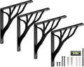 Rustic Tree Black Heavy Duty Shelf Brackets 8 inch by Balin Designs, Decorative L Brackets, Iron Metal Floating Shelf Bracket, Wall Mount Shelving Bracket, Included Hardware, Set of 4