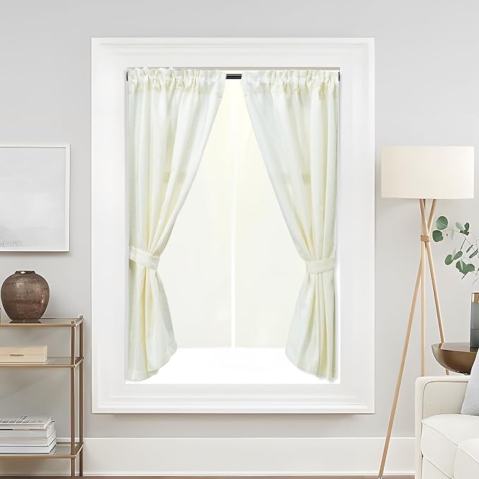 Spring Tension Curtain Rod 18-36 inch, Adjustable Small Curtain Rod No Drilling, Black Spring Loaded Curtain rods for Window Doorway