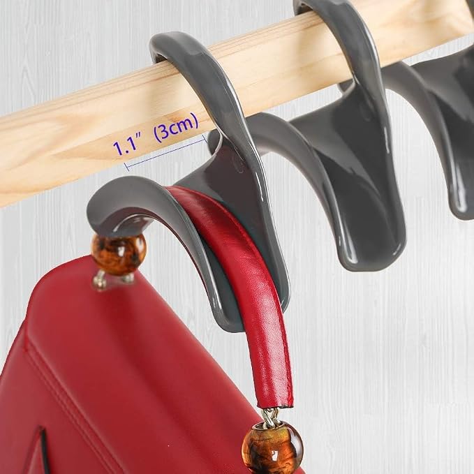 Purse Hanger for Closet Rod - Handbag Storage Organizer - Acrylic Hangers for Hanging Purses, Backpacks, Satchels, Crossovers, Totes (4 Pack)