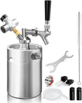 64OZ Mini Keg Growler Tap System, Pressurized Stainless Steel Beer Keg, Beer Dispenser System with CO2 Regulator & Self-Closing Faucet, Portable Beer Growler to Keep Fresh for Homebrew