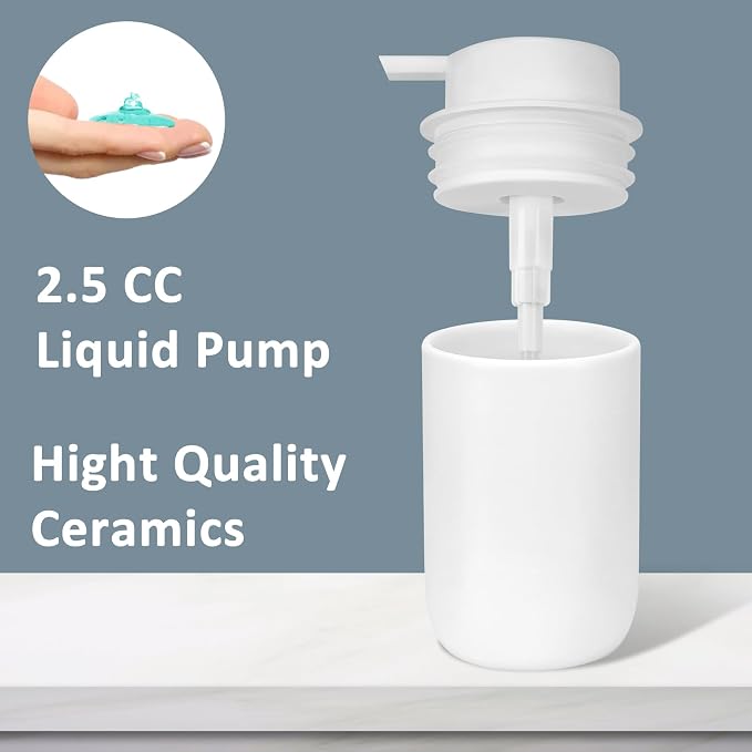 Soap Liquid Dispenser Ceramic with Easy-to-Press Pump Hand Liquid Dispenser for Shampoo Bathroom Countertop 13.5 oz