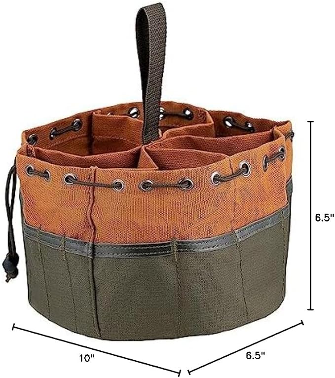Bucket Boss 25001 Canvas Organizer Parachute Bag with 19 Pockets for Nails,Screws, and Bolts in Brown (Pack of 6)