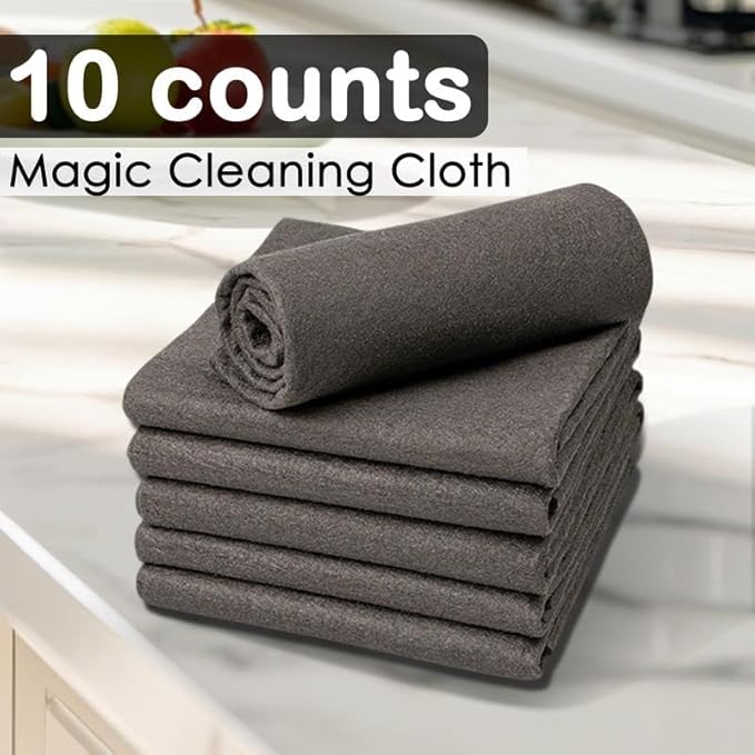 10 Pcs Thickened Microfiber Cleaning Cloths - Streak-Free & Lint-Free Magic Cleaning Wipes, Reusable All-Purpose Cloths for Windows, Glass, Furniture (11.8×11.8 in)