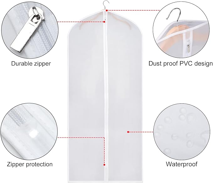 Zilink Clear Coat Covers Garment Bag 54-inch Garment Bags for Hanging Clothes Storage Bag for Coat with Full Length Zipper for Clothing Storage Bags Hanging, Set of 10