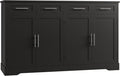 HOSTACK 60" W Sideboard Buffet Cabinet with Storage, Kitchen Cabinet, Black | 36" Tall Kitchen Buffet Storage Cabinet with 4 Drawers, Large Coffee Bar Cabinet, Modern Buffet Table for Dining Living Room