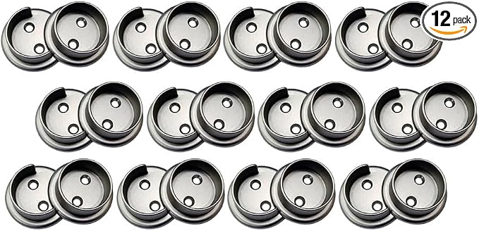 QCAA Heavy Duty Solid Metal Pole Socket Set, 1-3/8'', Satin Nickel, 12 Pairs, Made In Taiwan