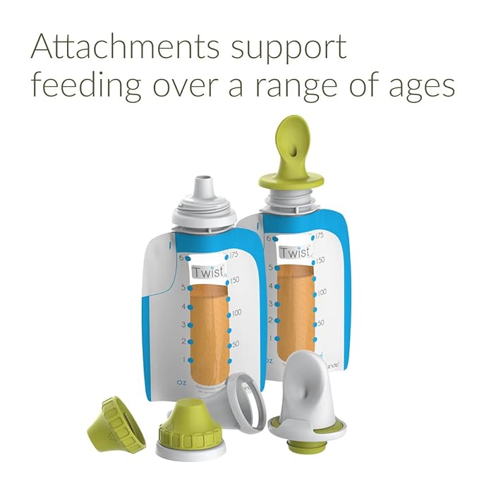 Kiinde Foodii Baby Food Storage System, Reusable Snack Spout Attachments, 2-Pack