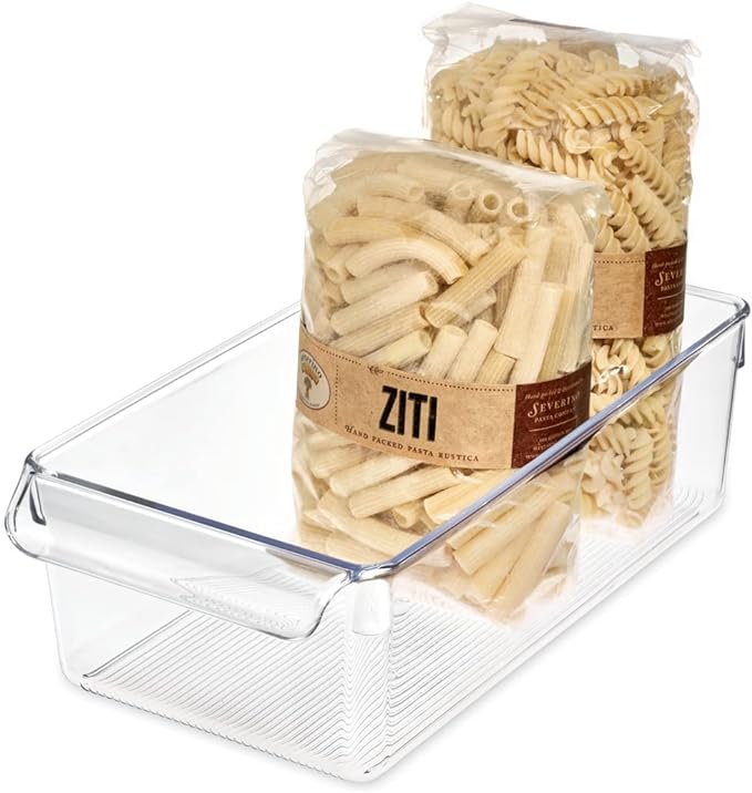 iDesign Linus Plastic Fridge and Freezer Storage Organizer Bin with Handle, Clear Container for Food, Drinks, Produce Organization, BPA-Free , 11.5" x 6" x 3.5", Clear | With Handle, BPA-Free, For Food, Drinks, Produce, Freezer Compatible