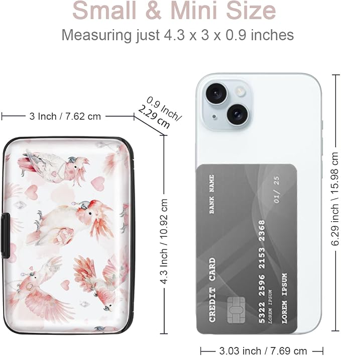 Coco Rossi Credit Card Holder RFID Aluminum Small Mini Wallet Women | Metal Wallet, Business Cards Holder, ID Case, Slim Sleeves, Womens Girls Gift, Carry Proof Wallets for Travel, Parrots