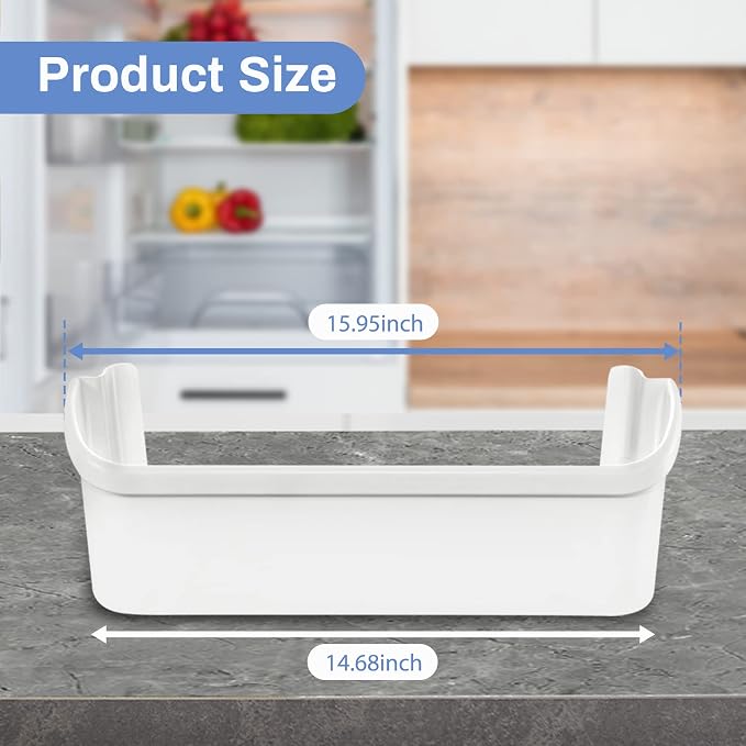 2 PACK UPGRADE 240323001 Refrigerator Door Bin Shelf Fit for Frigidaire Door Shelf Replacement Parts FFHS2611LBPA FFHS2611LWMA FGHS2655PF5A FGHS2631PF2, Fit Bottom Bin-NOT Fit Freezer Door