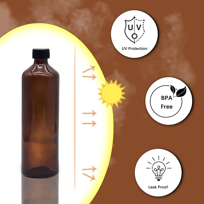 OFFIDIX Glass Spray Bottles for Cleaning,16 OZ 2 Pack Continuous Empty Water Mister Spray Bottles for Hair,Plants Mister,Adjustable Nozzle,Amber
