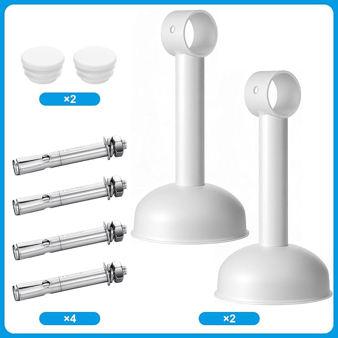 Wonderjune Closet Rail Hanging Closet Rod, 41" Any Angle Clothes Hanging Rail Under Stairs Storage Sloped Ceiling Mount Clothes Rod for Under Stairs Attic Bedroom Wall Mount(White)