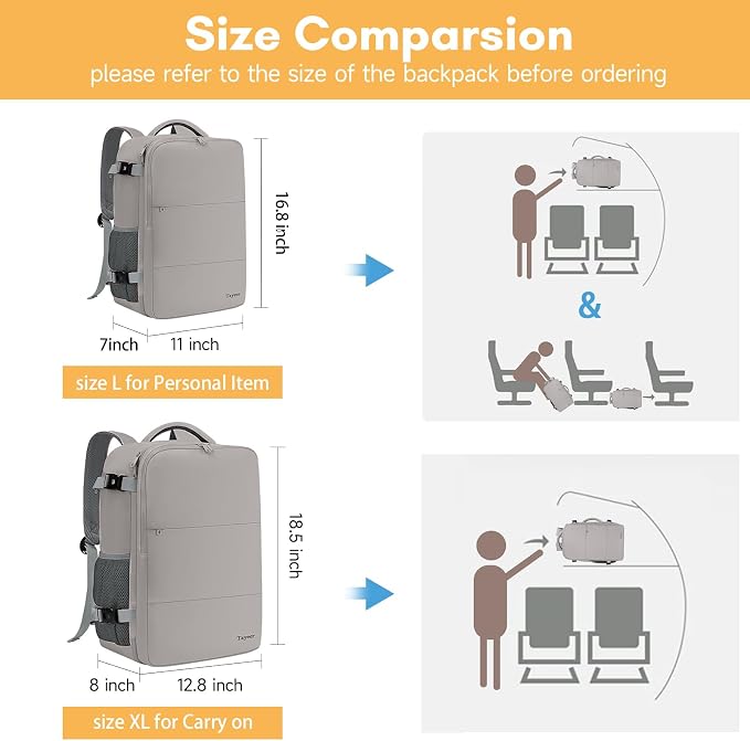 Taygeer Laptop Backpack Purse for Women, Backpack for College Essentials | Travel Mochila with 17.3inch Laptop Compartment, Airline Approved CarryOn Work Bag for Nursing Doctor Business Travel, Brown