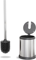 ToiletTree Products Toilet Brush with Lid - Sleek Toilet Bowl Brush and Holder - Toilet Scrubber Brush Set with Heavy-Weight Base - Lidded Toilet Bowl Cleaner Brush and Holder - Chrome
