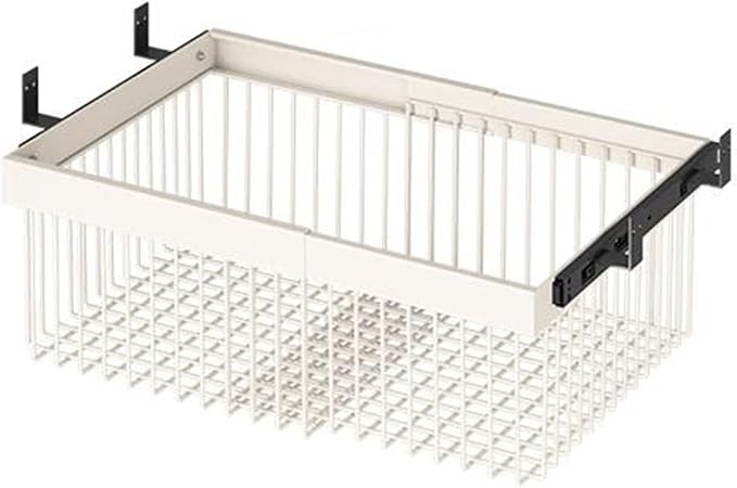 Pull Out Basket Drawer with Runners,Metal Under Shelf Storage Basket,Stackable Storage Bins,Adjustable Width 33-117cm,for Wardrobe Organization(Width 46-70cm)
