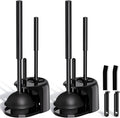 3in1 Toilet Brush and Plunger Set, 2 Pack with Crevice Brushes | Bright Black Bathroom Essentials for Apartment, Cleaning Supplies, Home Essentials, bathroom decor, apartment essentials pair