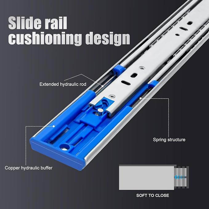 SLIDEWAY 200 Lbs Soft Close Heavy Duty Drawer Slides 1 Pair 14 16 18 20 22 24 26 28 Inch Full Extension Ball Bearing Sliding Rails Cabinet Runners Tracks Tool Box Glides-Soft Closing 20"