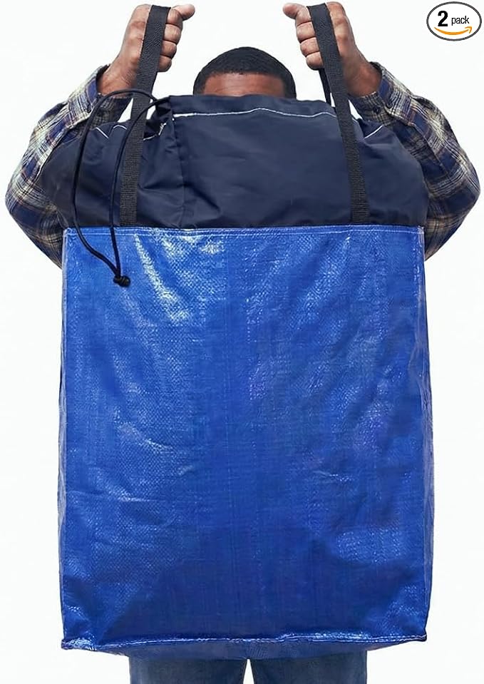 Moving Bags Heavy Duty Extra Large, 66 Gallon Large College Moving Bags with Handles, Waterproof Storage Packing for Home Dorm, Set of 2