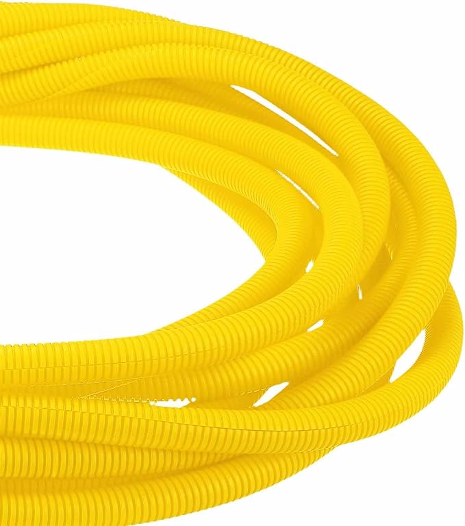 DMiotech 100ft Wire Loom Split Tubing 3/4 Inch(19.1mm) ID, Cord Protectors from Pet Flexible Conduit Cable Management for Office Home Garden, Yellow
